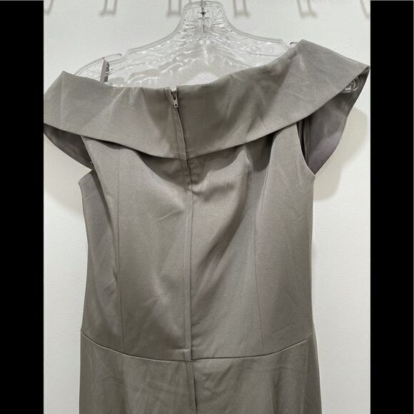 LA FEMME Surplice Off Shoulder Column Gown - Picture 7 of 15